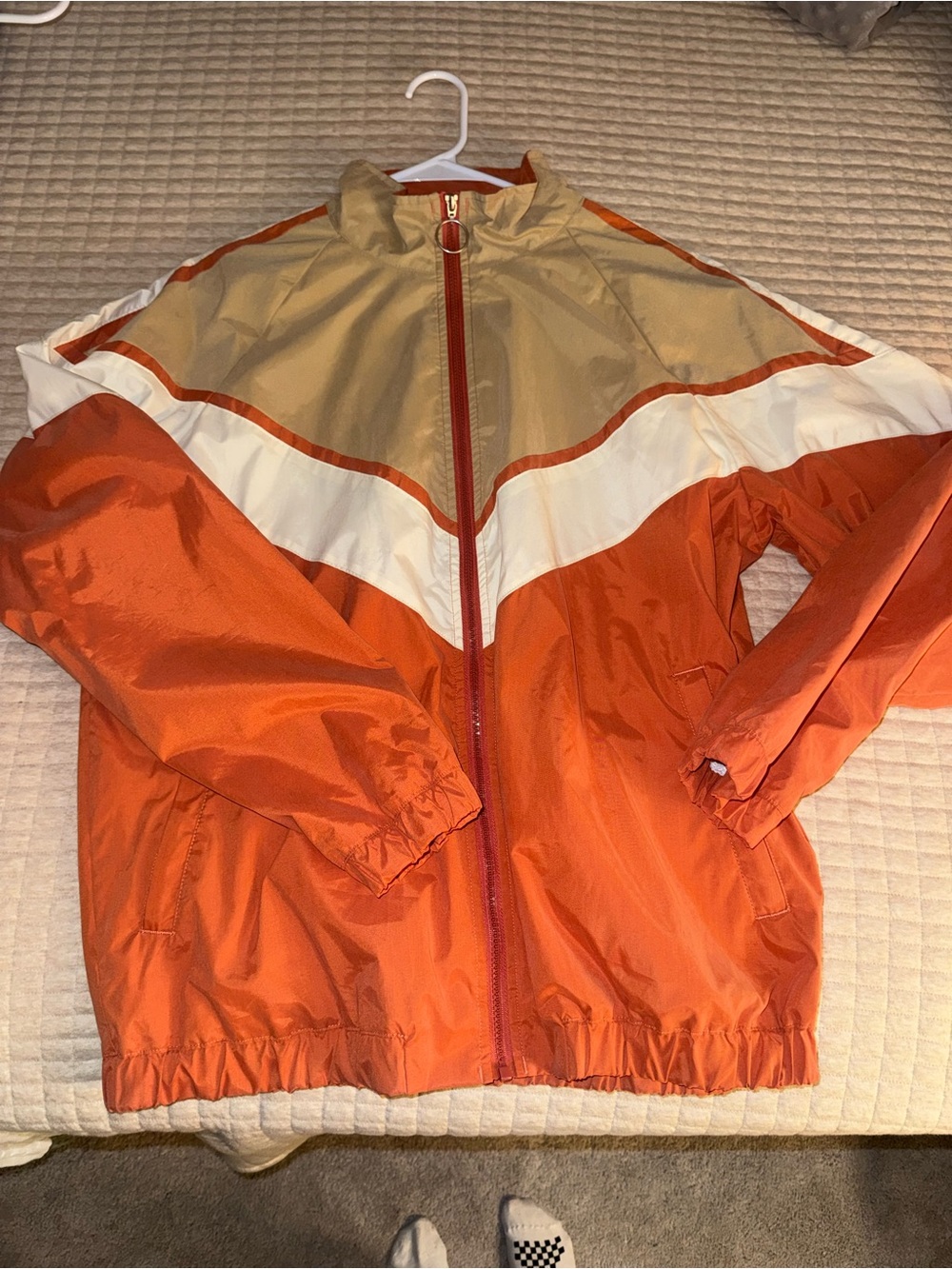 Urban Outfitters Orange and Tan Colorblock Windbreaker